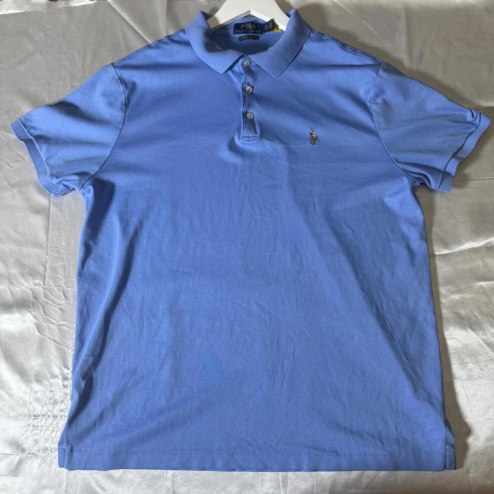 Polo Ralph Lauren Custom Slim Fit Polo Shirt XL Blue Cotton Short Sleeve Pony - Picture 2 of 8